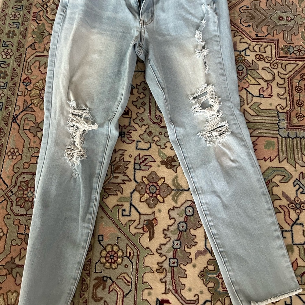 American Eagle Outfitters Light Blue Distressed Skinny Jeans